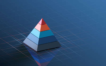 Pyramid graphics and data analysis, 3d rendering. Computer digital drawing.の写真素材
