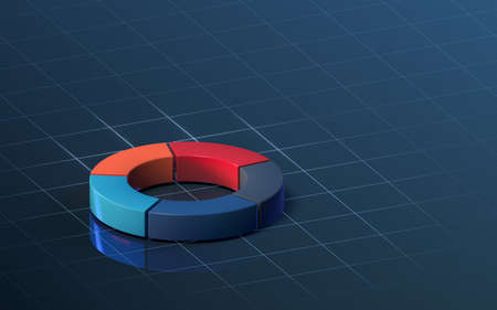 Ring graph and data analysis, 3d rendering. Computer digital drawing.の写真素材