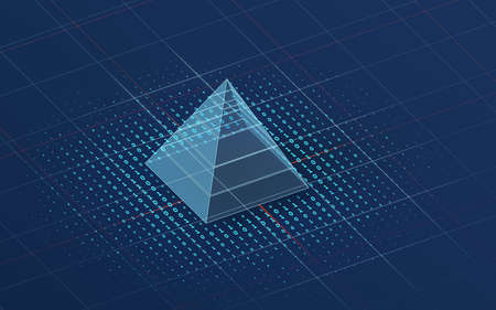 Pyramid graphics and data analysis, 3d rendering. Computer digital drawing.の写真素材