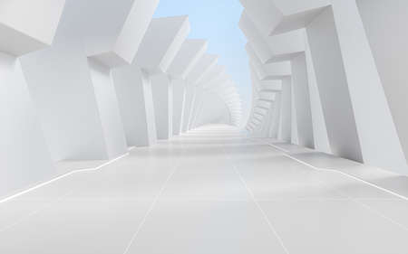 White empty tunnel, 3d rendering. Computer digital drawing.の写真素材