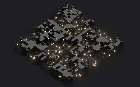 Cubes and abstract geometries, 3d rendering. Computer digital drawing.の写真素材