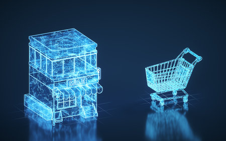 Promotions and shopping carts, 3d rendering. Computer digital drawing.の写真素材