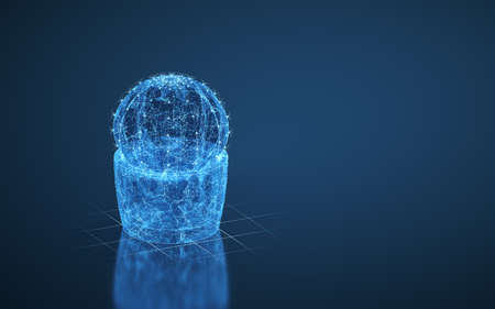 Cactus with a blue background, 3d rendering. Computer digital drawing.の写真素材