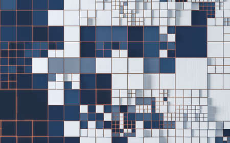 Cubes and materials, circuits structure, 3d rendering. Computer digital drawing.