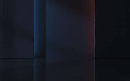 Empty room with black background, 3d rendering. Computer digital drawing.の写真素材