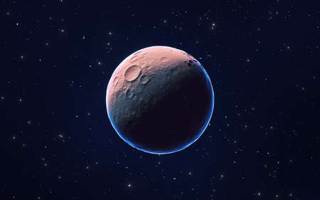 Nebulae and planet, 3d rendering. Computer digital drawing.