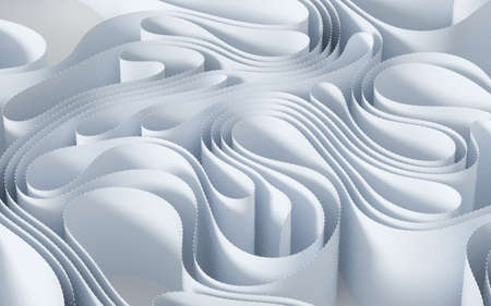 White curved paper, 3d rendering. Computer digital drawing.