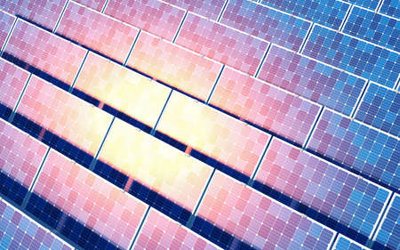 Solar panel, solar energy, 3d rendering. Computer digital drawing.の写真素材