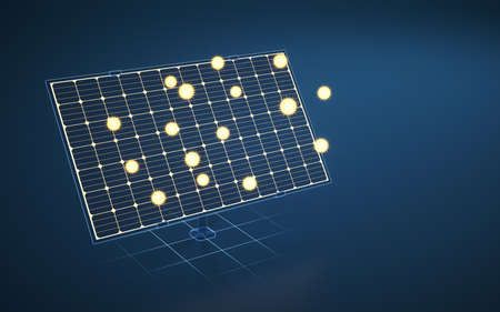 Solar panel, solar energy, 3d rendering. Computer digital drawing.の写真素材