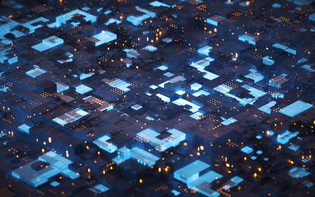 Circuit and materials, science and technology, 3d rendering. Computer digital drawing.