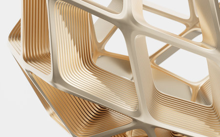 Abstract metal frame with white background, 3d rendering. Computer digital drawing.