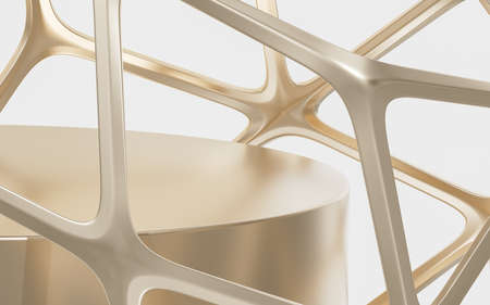 Empty stage and abstract metal frame, 3d rendering. Computer digital drawing.