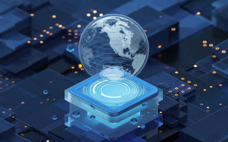 Big data and chips, 3d rendering. Computer digital drawing.