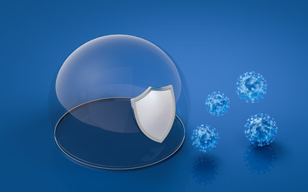 Protection cover and shield, 3d rendering. Computer digital drawing.の写真素材