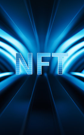NFT nonfungible tokens concept and circuit, 3d rendering. Computer digital drawing.の写真素材
