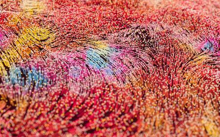 Abstract flowing lines, flowing particles, 3d rendering. Computer digital drawing.の写真素材