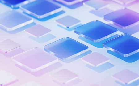 Gradient glasses and cubes, 3d rendering. Computer digital drawing.の写真素材