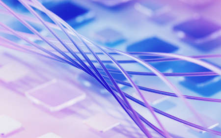 Gradient fibers and materials, high-tech concept, 3d rendering. Computer digital drawing.
