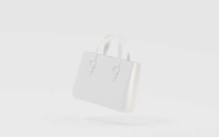 A white woman bag with white background, 3d rendering. Computer digital drawing.