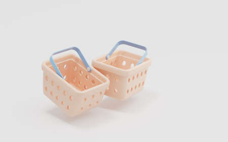 Empty shopping basket with white background, 3d rendering. Computer digital drawing.の写真素材