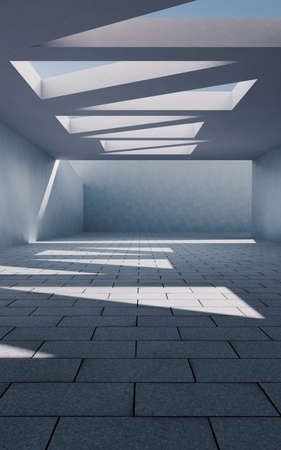 Concrete building with sunlight comes in, 3d rendering. Computer digital drawing.の写真素材