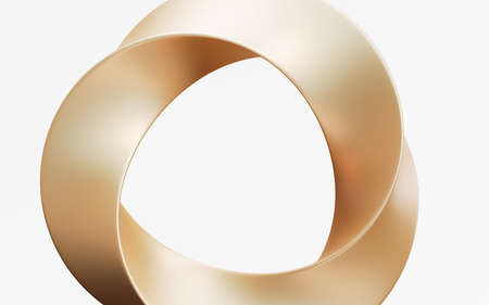 Golden curve frame background, 3d rendering. Computer digital drawing.