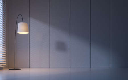 Empty room with light illuminated, 3d rendering. Computer digital drawing.