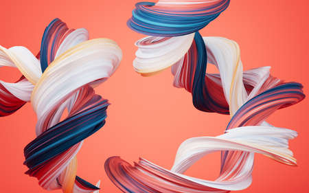 Abstract flowing gradient lines, 3d rendering. Computer digital drawing.