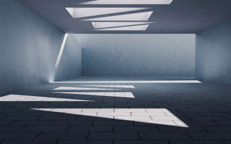 Concrete building with sunlight comes in, 3d rendering. Computer digital drawing.の写真素材