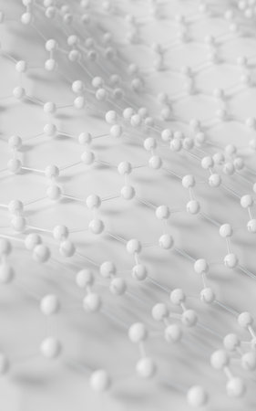 White biochemistry scientific node, 3d rendering. Computer digital drawing.