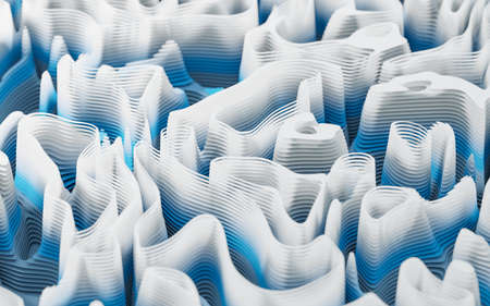 Wave pattern paper cut background, 3d rendering. Computer digital drawing.