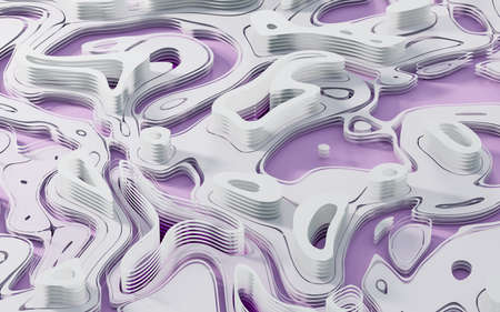 Wave pattern paper cut background, 3d rendering. Computer digital drawing.