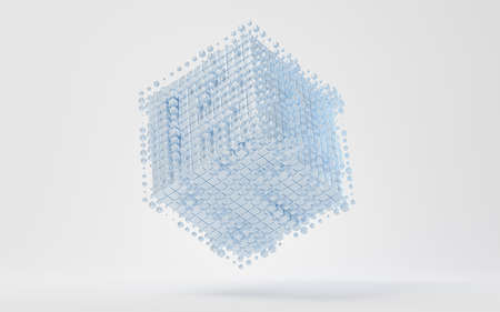 Abstract cube shape, cube geometry, 3d rendering. Computer digital drawing.