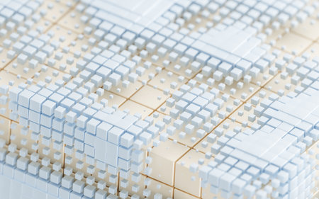 Abstract cube material, geometry background, 3d rendering. Computer digital drawing.の写真素材