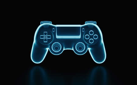 Holographic image of gamepad, futuristic element, 3d rendering. Computer digital drawing.の写真素材