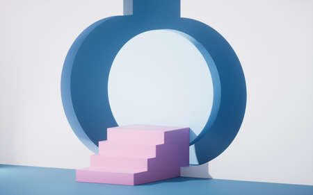 Empty stage with round door background, 3d rendering. Computer digital drawing.