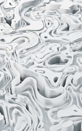 Wave pattern paper cut background, 3d rendering. Computer digital drawing.