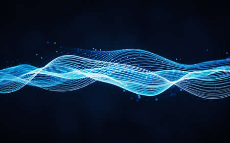 Flowing wave lines, curve pattern, 3d rendering. Computer digital drawing.