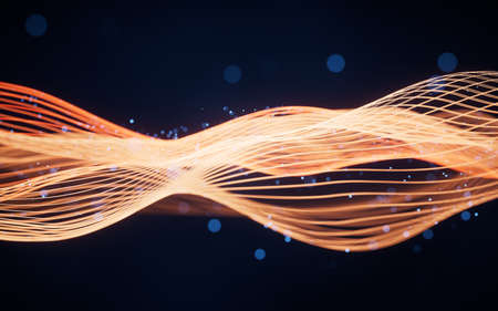 Flowing wave lines, curve pattern, 3d rendering. Computer digital drawing.