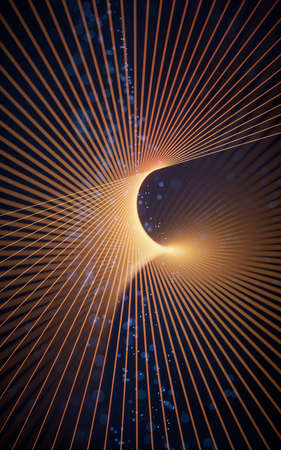 Glowing laser lines, abstract background, 3d rendering. Computer digital drawing.の写真素材