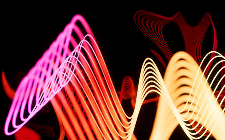 Abstract neon curve background, 3d rendering. Computer digital drawing.