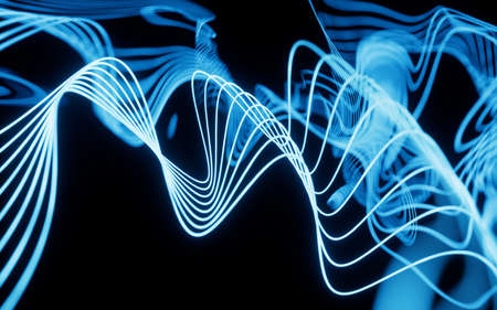 Abstract neon curve background, 3d rendering. Computer digital drawing.