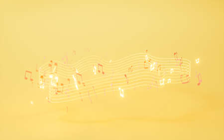 Music notes, musical tunes, 3d rendering. Computer digital drawing.の写真素材