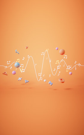 Music notes, musical tunes, 3d rendering. Computer digital drawing.