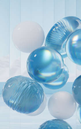 Soft balls, creative geometric background, 3d rendering. Computer digital drawing.