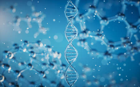 DNA genomes structure with molecule background, 3d rendering. Computer digital drawing.の写真素材