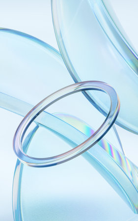 Curve glass with light illuminated, 3d rendering. Computer digital drawing.
