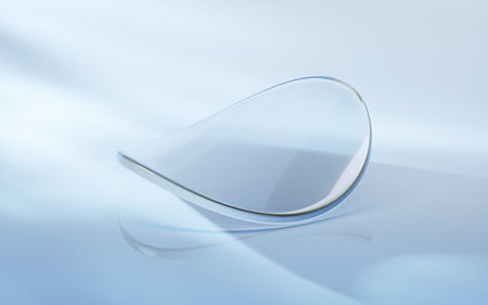 Curve glass with light illuminated, 3d rendering. Computer digital drawing.の写真素材