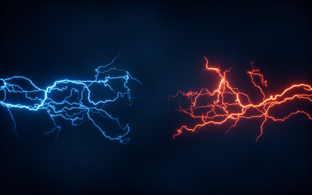 Blue lightning with dark background, 3d rendering. Computer digital drawing.