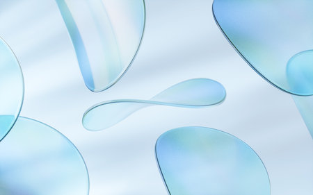 Curve glass with light illuminated, 3d rendering. Computer digital drawing.